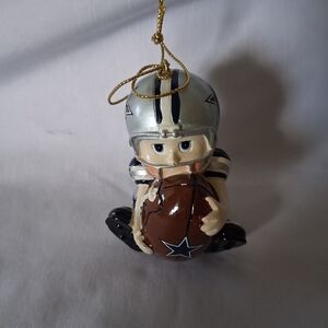 Football Player Ornament in Silver and Brown NFL Dallas Cowboys
